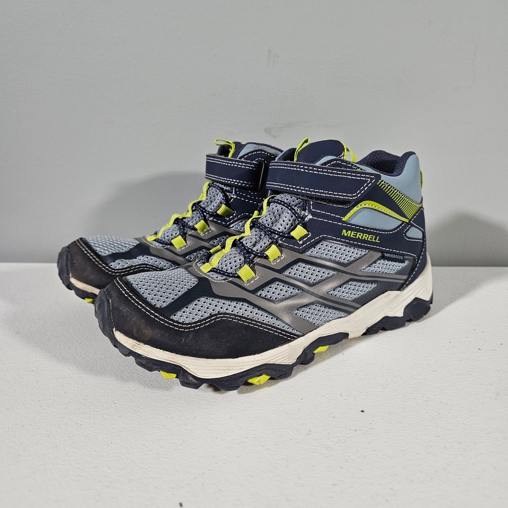 Merrell Moab FST Waterproof Hiking Boots Kids 5.5W Blue Lime MK264715